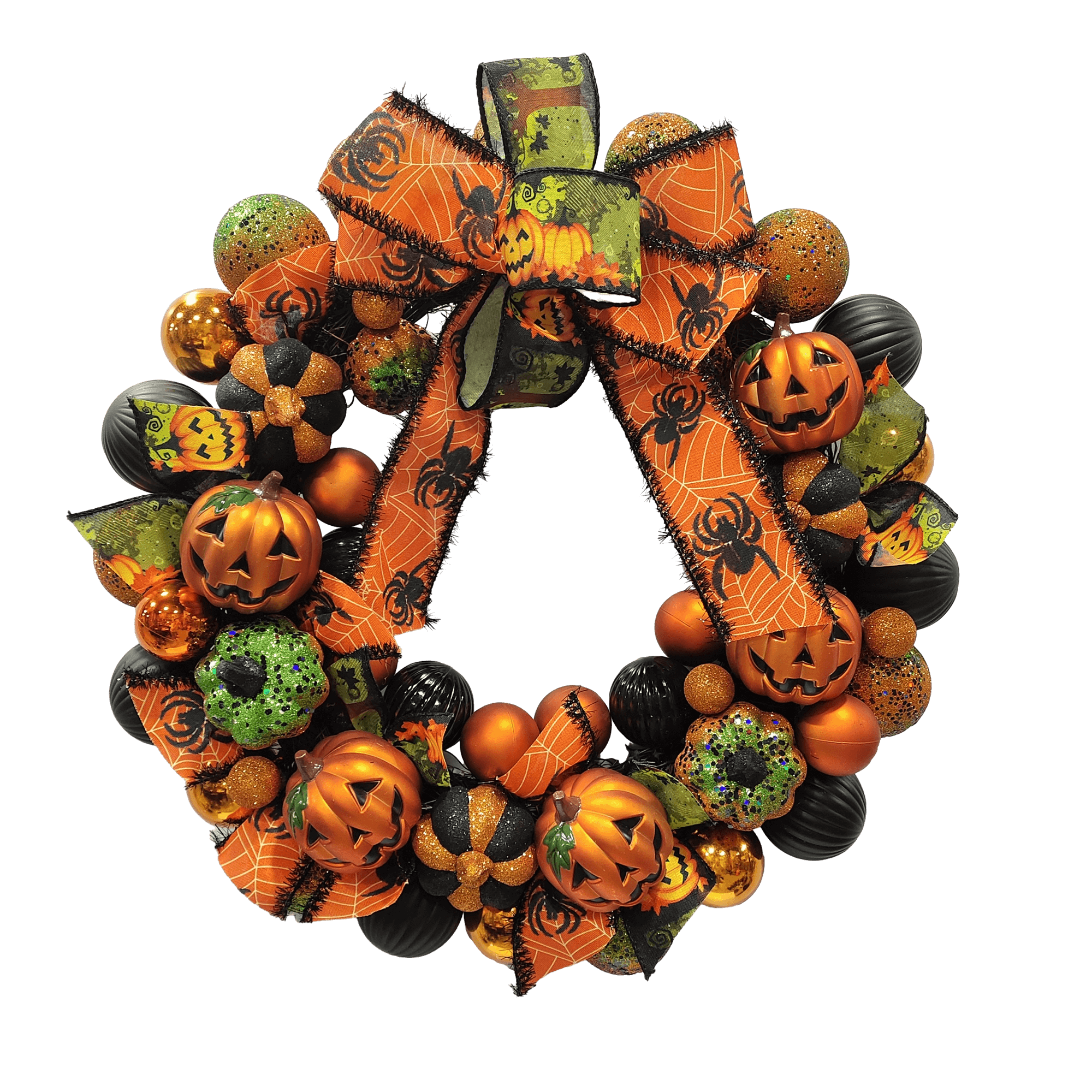 Senmasine Front Door Indoor Outdoor Hanging 12/18/20/22 Inch Pumpkin Bows Design Diy Decoration Halloween Baubles Wreath