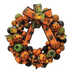 Senmasine Front Door Indoor Outdoor Hanging 12/18/20/22 Inch Pumpkin Bows Design Diy Decoration Halloween Baubles Wreath