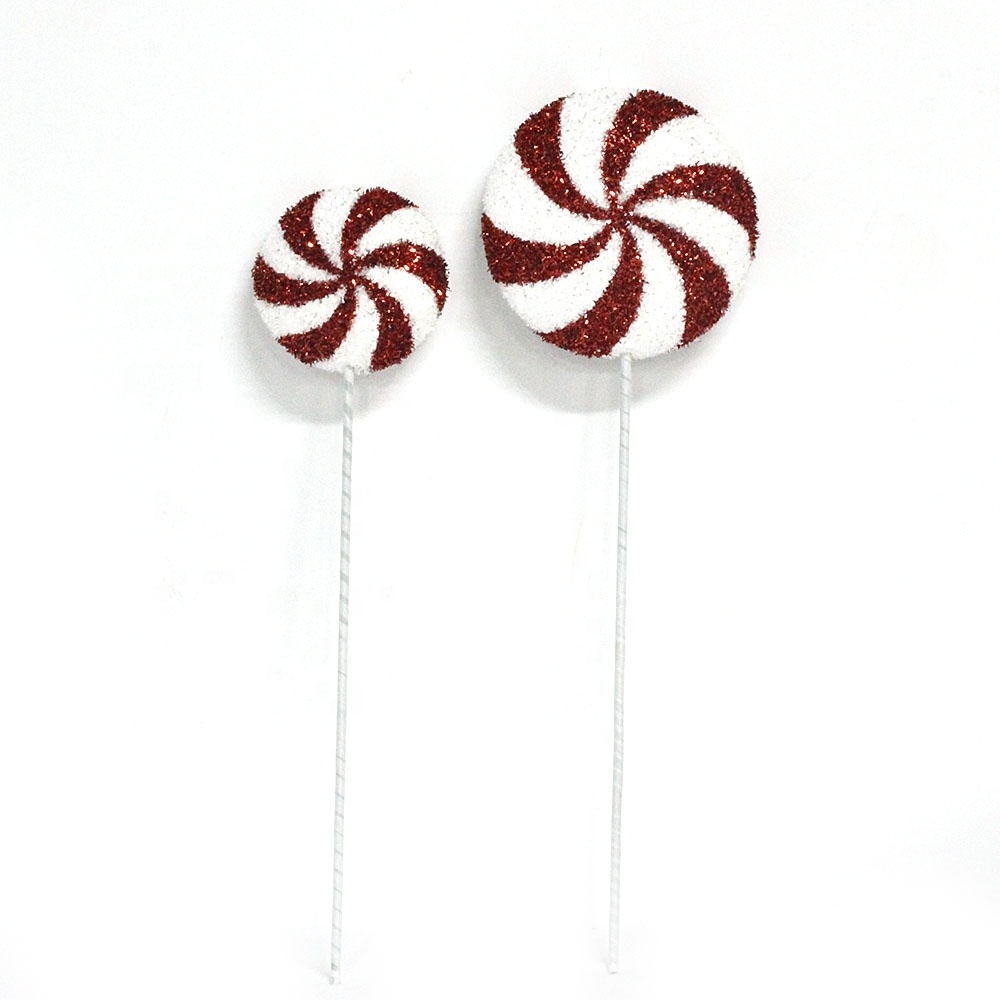 Wreath Ornament Sweet Candy Lollipop Picks and Santa Hat for Christmas Decoration Christmas decoration supplier