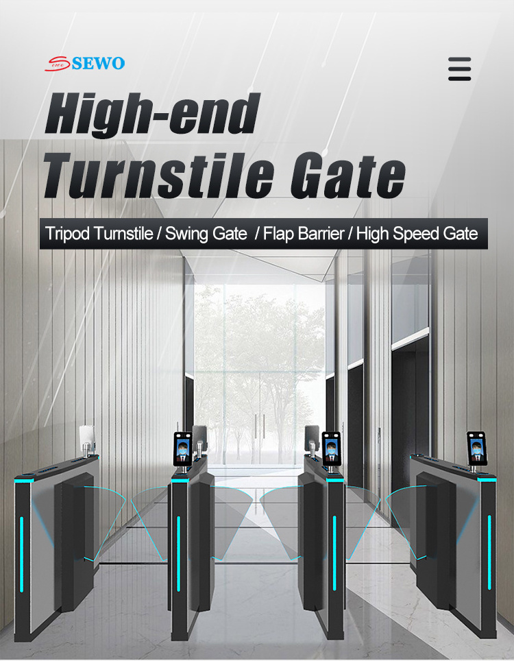 SEWO High Security Pedestrian Access Control Automatic Swing Barrier Turnstile Gate for Village Neighbourhood