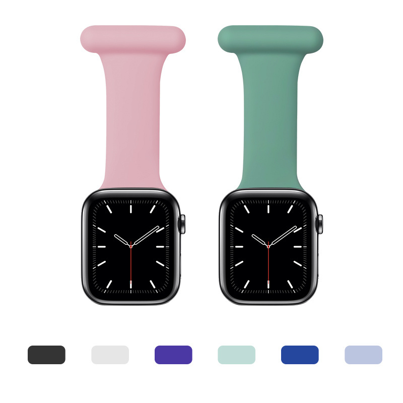 ShanHai Nurse Watch Strap Safety Fob Pins Silicone Watch Strap Compatible For Apple Watch 6/5/4/3/SE 38mm 40mm 42mm 44mm