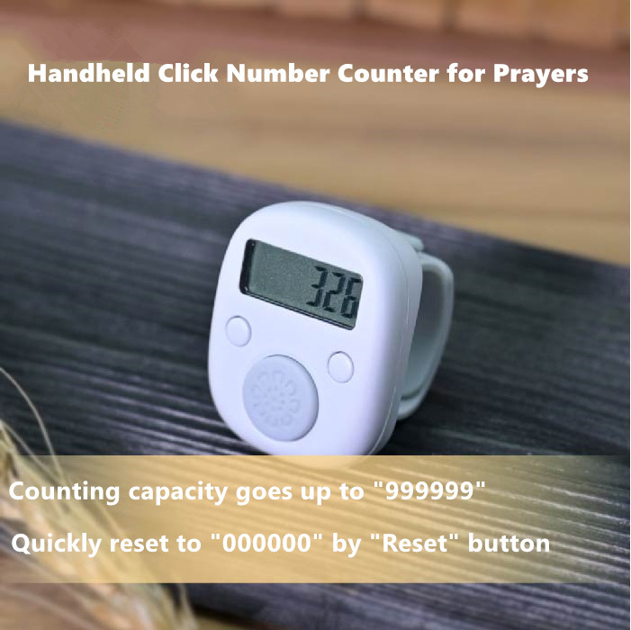 Clicker 6 Digit Number Counters Plastic Shell Hand Finger Display Manual Counting Tally with LED light