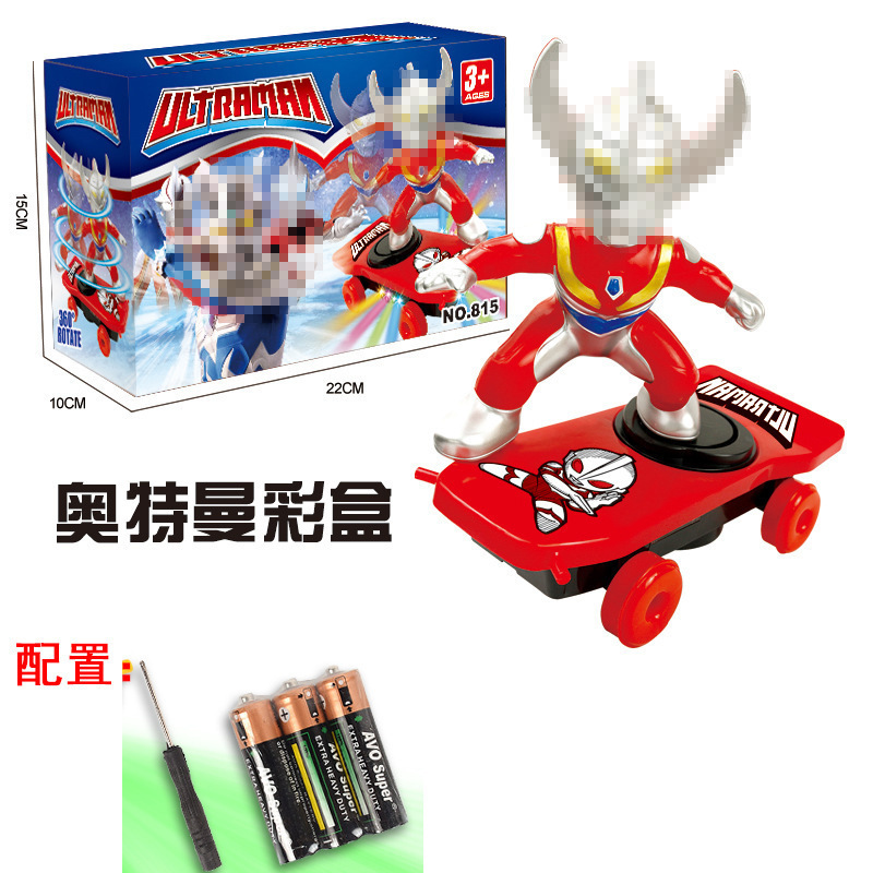 wq New Hot Selling Action Figure Spider Man Battery Reversible and Ultraman Dance Toy Car Action Toy Car Children's Gift