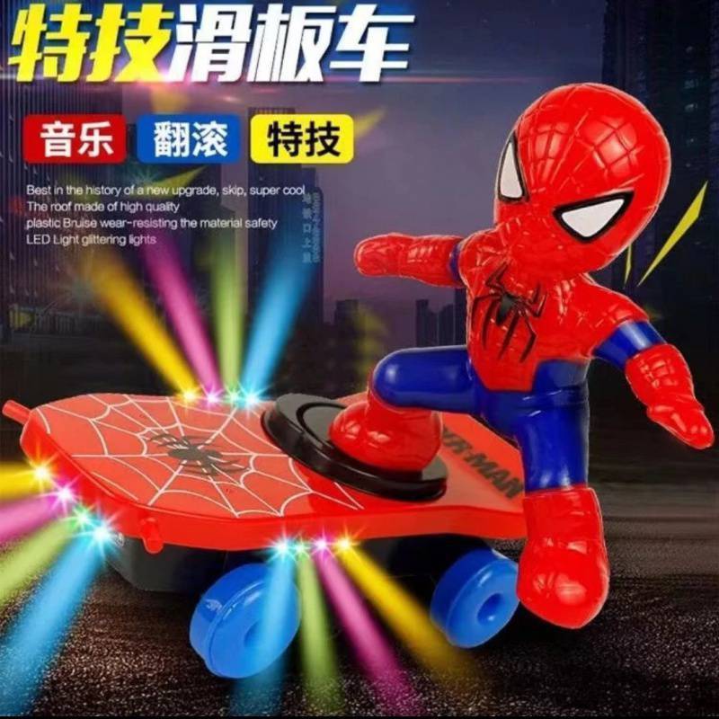 wq New Hot Selling Action Figure Spider Man Battery Reversible and Ultraman Dance Toy Car Action Toy Car Children's Gift