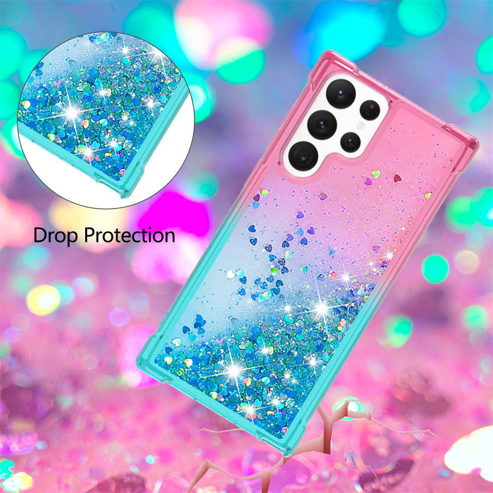 Phone Case For Samsung Galaxy S23 Ultra S22 Plus S21 FE A34 A54 A14 Glitter Liquid Quicksand TPU Soft Gradient Shockproof Cover