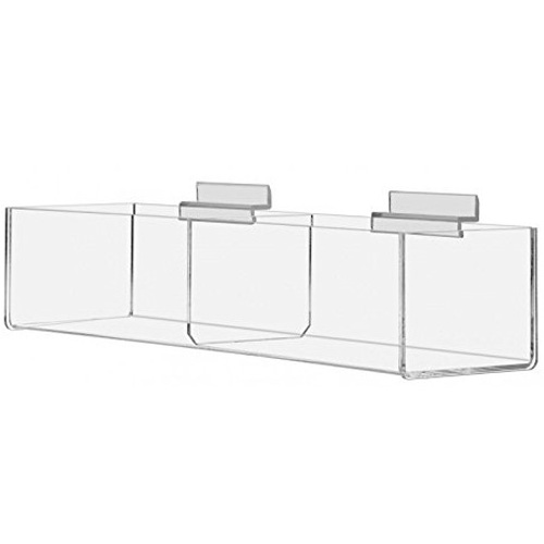 Hot Sale Clear Wall Candy Storage Dump Bins Basket Display Shelf Rack Acrylic Slatwall Storage Bin for Supermarket Store