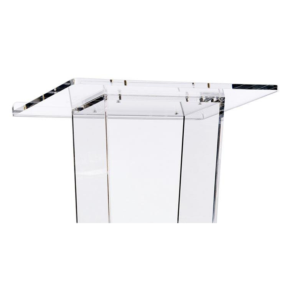 Rubber Feet 47 Tall Clear Acrylic Stage Podium With Inner Shelf