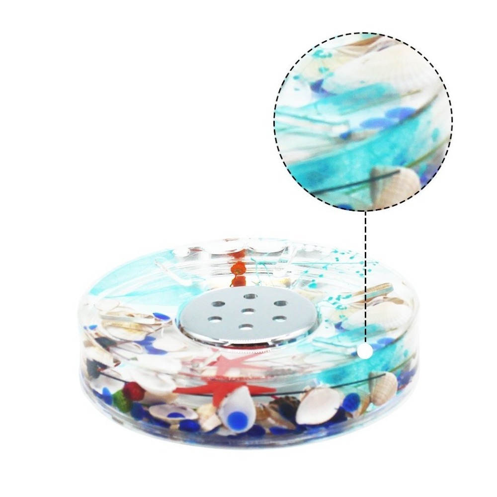 Unique Design Ocean Series Bathroom Organizer Set Acrylic Bathroom Washing Accessory Set With Blue Glass And Sea Shell