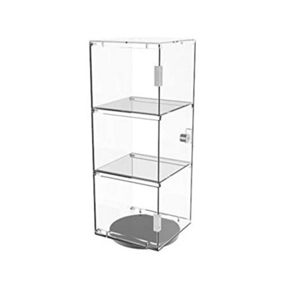 Custom Clear Acrylic Rotating Display Case Revolving Watch Phone Display Box Stand Rotating Cabinet with Lock