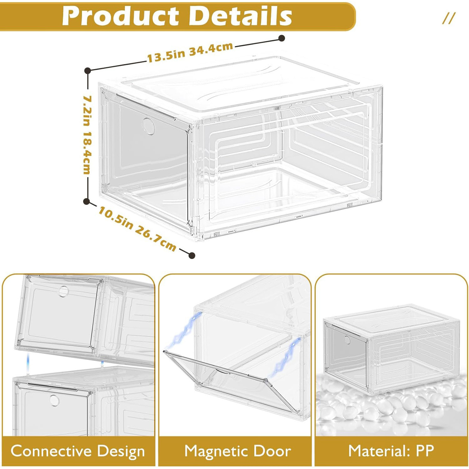 Clear Acrylic Shoe Storage Organizer Closet Stackable Boxes Foldable Shoes Rack Sneaker Boot Container Plastic Shoe Box