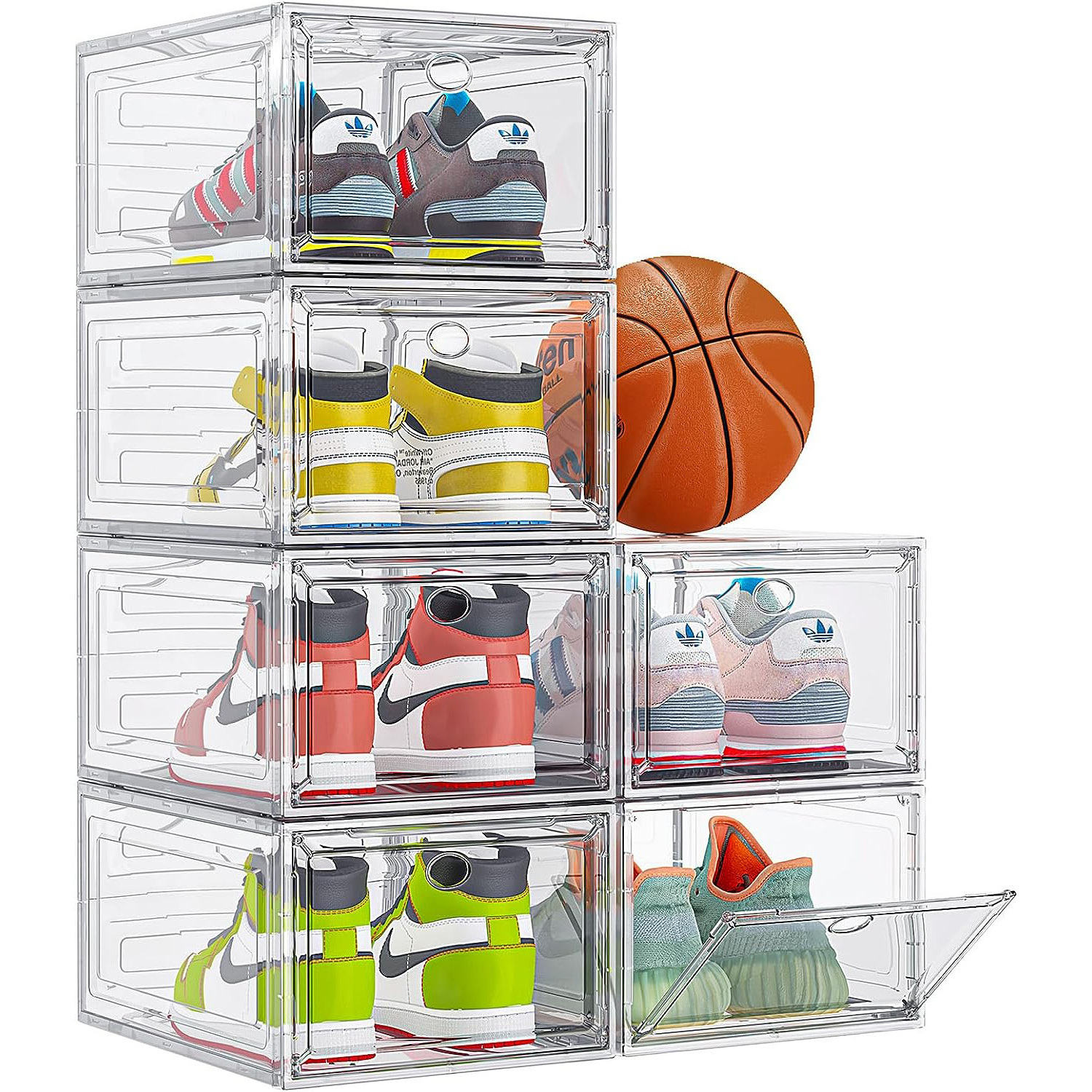 Clear Acrylic Shoe Storage Organizer Closet Stackable Boxes Foldable Shoes Rack Sneaker Boot Container Plastic Shoe Box