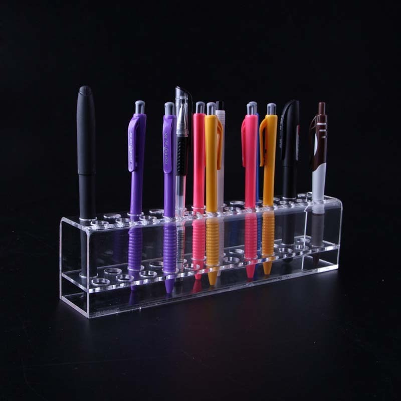 Custom Clear Acrylic Pen Stand Transparent Display for Lipstick Brush Holder Pencil Shelf Rack