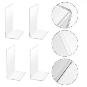 Custom Desktop Organizer Non-Slip Heavy Duty Book Ends Clear Acrylic Bookends for Shelves,Book Stopper for Home Office Library