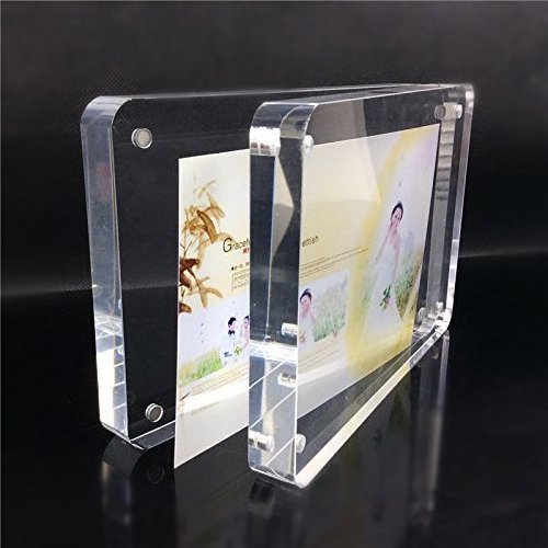 Factory Wholesale Crystal Round Corners Double Side Block Set Picture Display Clear Acrylic Magnetic Photo Frame for Gift