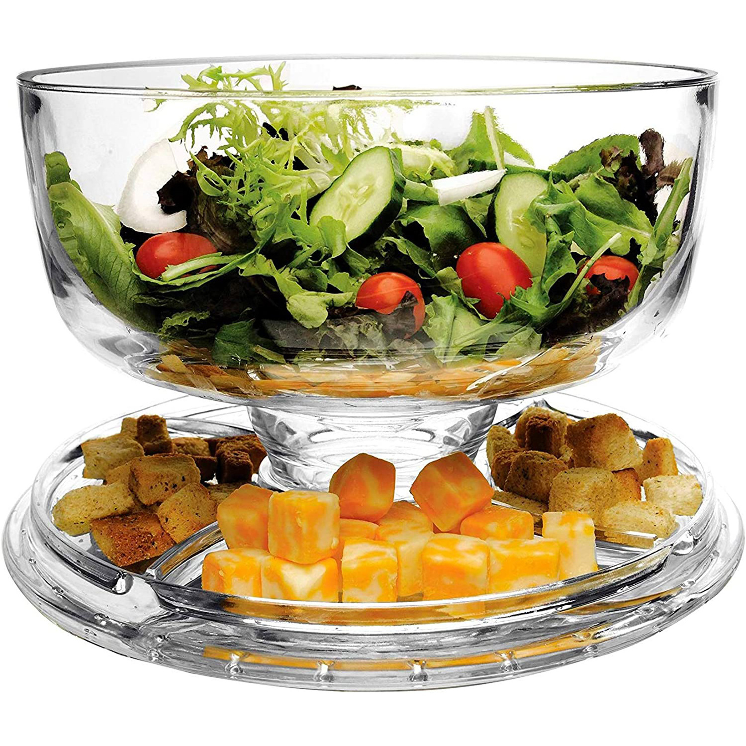 6 in 1 Multifunctional Dessert Serving Platter Clear Cake Plate Holder  Acrylic Cake Stand with Dome Cover for Salad Bowl