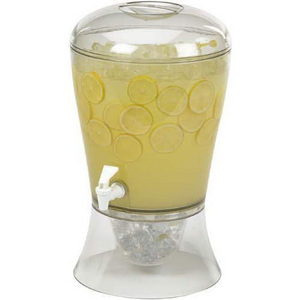 Food Grade Clear 2 Gallon Beverage Dispenser Acrylic Drink Dispenser with Cooling Ice Cylinder, Infusion Bowl for Fruit