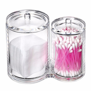 Round Acrylic Cotton Pads Swab Storage Organizer Case Cotton Ball Swabs Holder Container Q-tip Holder for Makeup