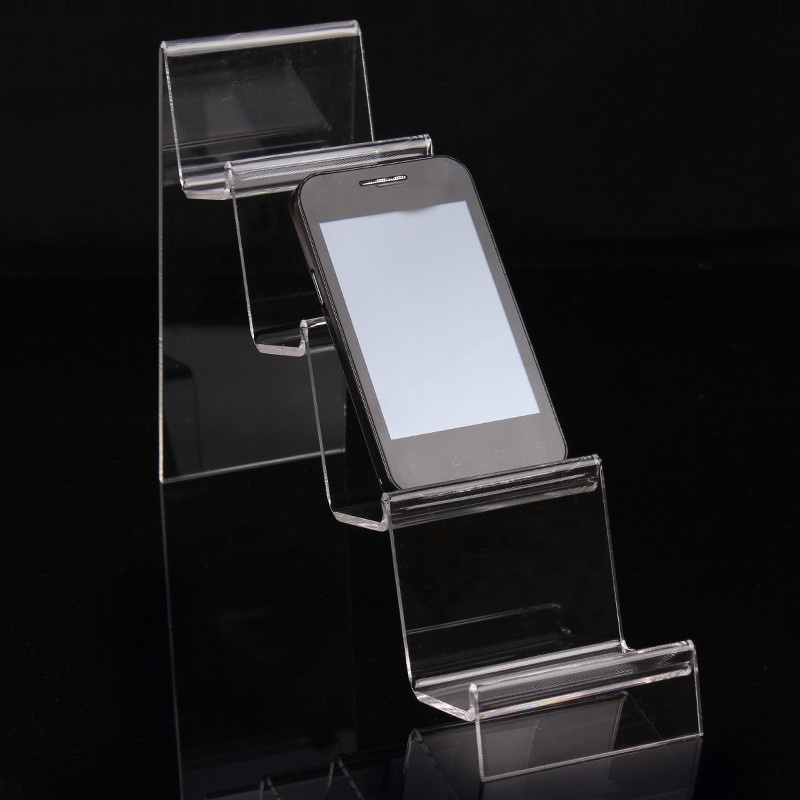 Hot Sale Factory Customized High Clear Multiple Table Mobile Phone Holder Shelf Acrylic Wallet Display Clutch Bag/Handbag Stand