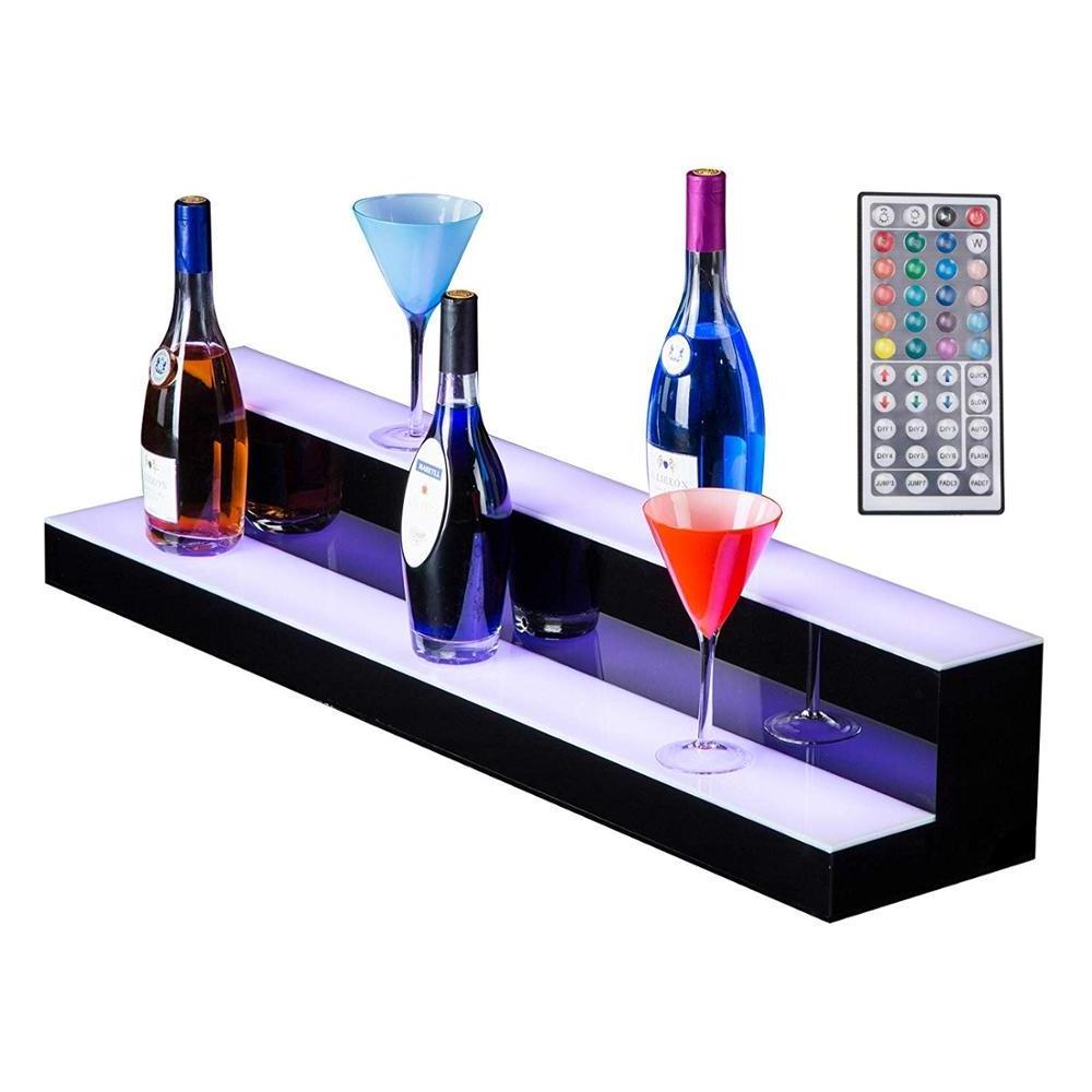 Acrylic Led Lighted Liquor Bottle Display Illuminated Stand Perfume Bottle Display Stand Shelf With Remote Control For Home Bar