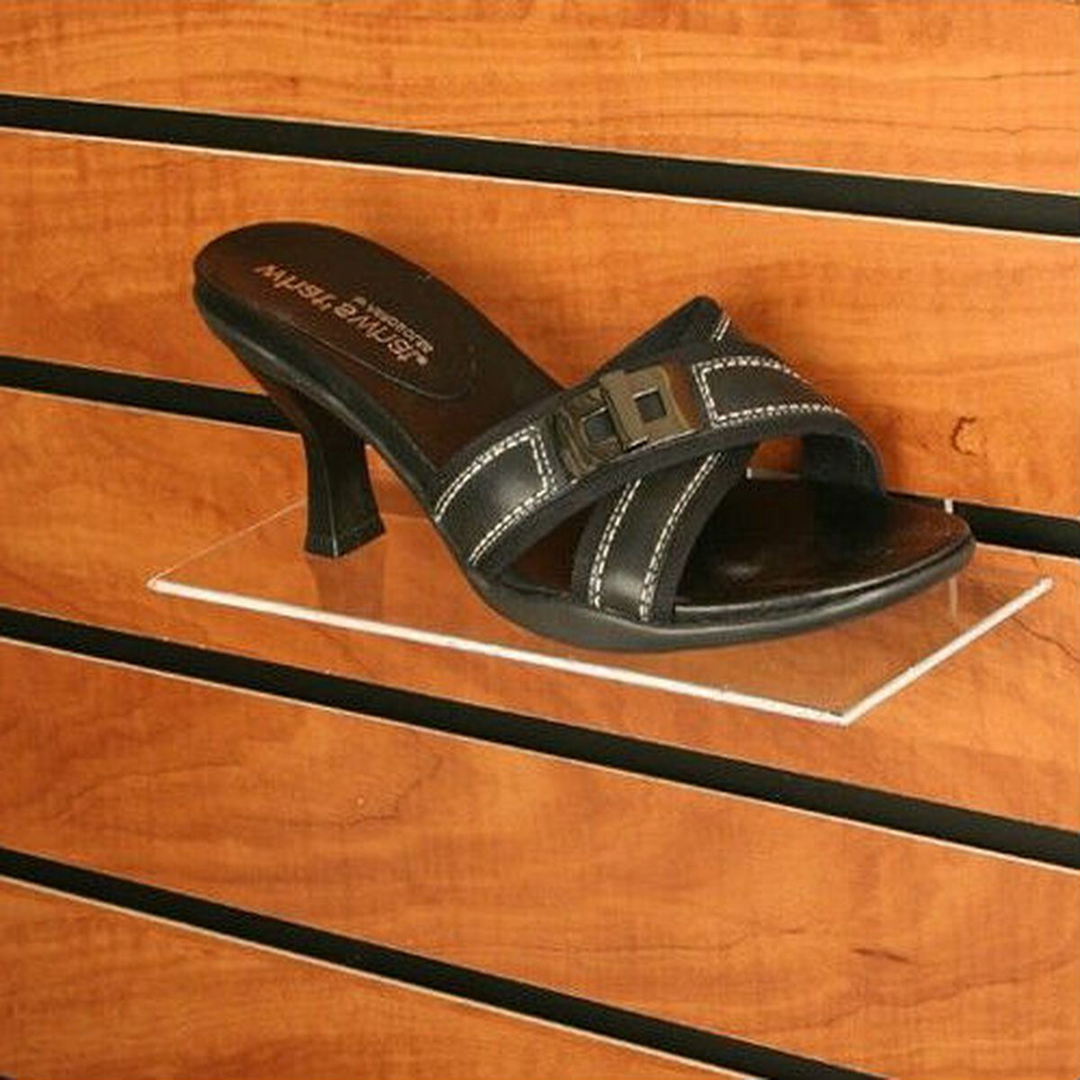 Custom Clear Wall Floating Shoe Display Rack Acrylic Slatwall Shoe Shelf Display for Retail Shop