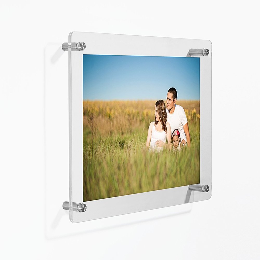 A3 Size 15X20-Inch Double Panel Clear Acrylic Wall Mounted Photo/Certificate Frame,Floating Frameless Certificate Photo Frame