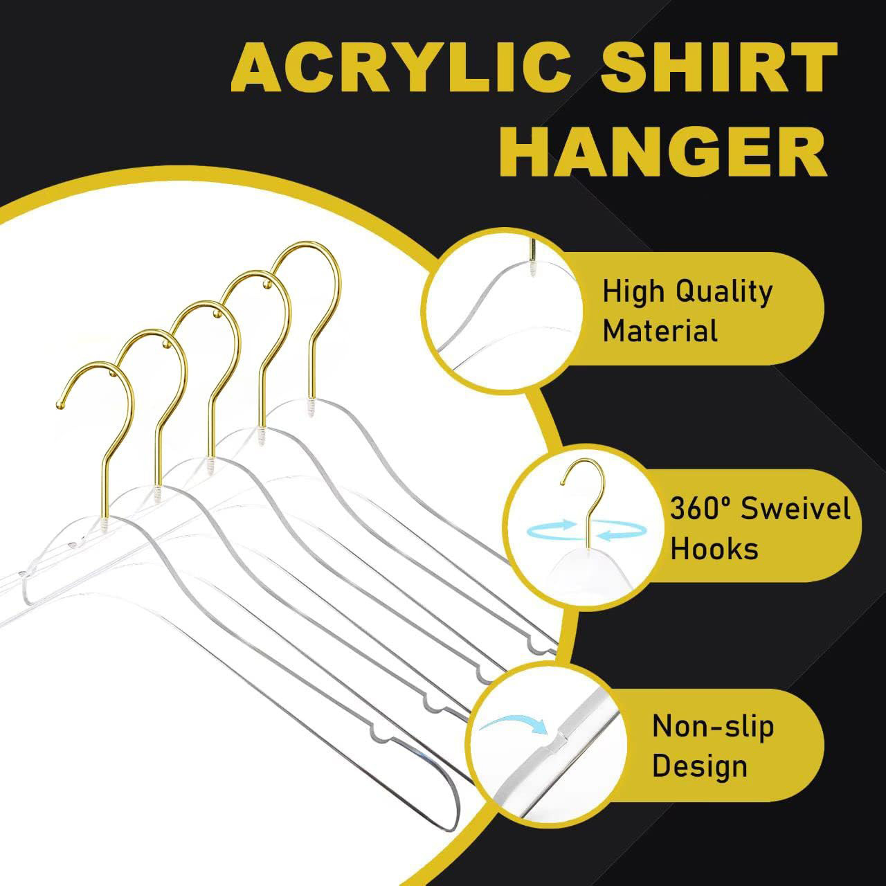 Clear Luxury Cloth Hanger Closet Plastic Coat Hangers Premium Acrylic Hangers for Clothing