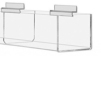 Hot Sale Clear Wall Candy Storage Dump Bins Basket Display Shelf Rack Acrylic Slatwall Storage Bin for Supermarket Store