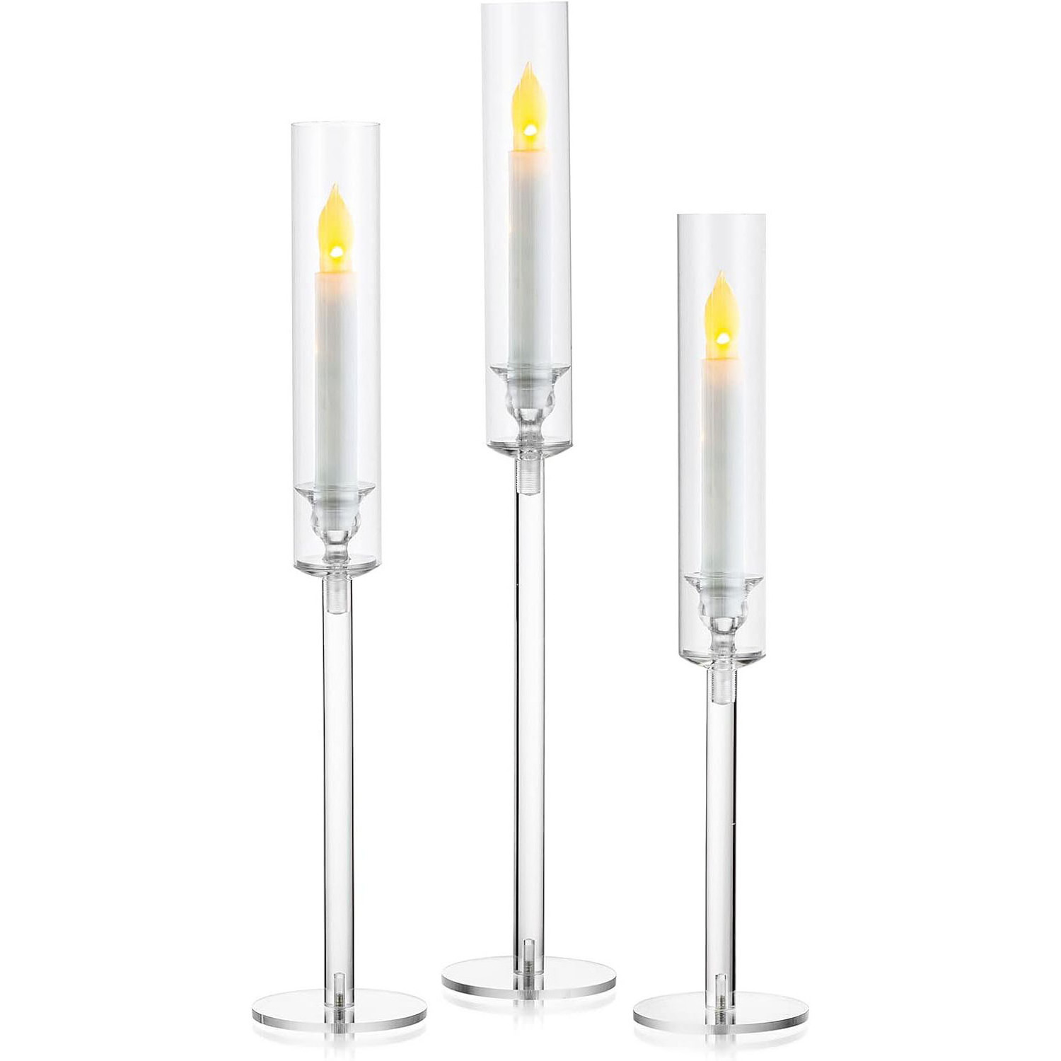 Crystal Candle Stick Holder Table Centerpiece Decor Candlestick Holders Clear Acrylic Candle Holder Fit for LED Candles