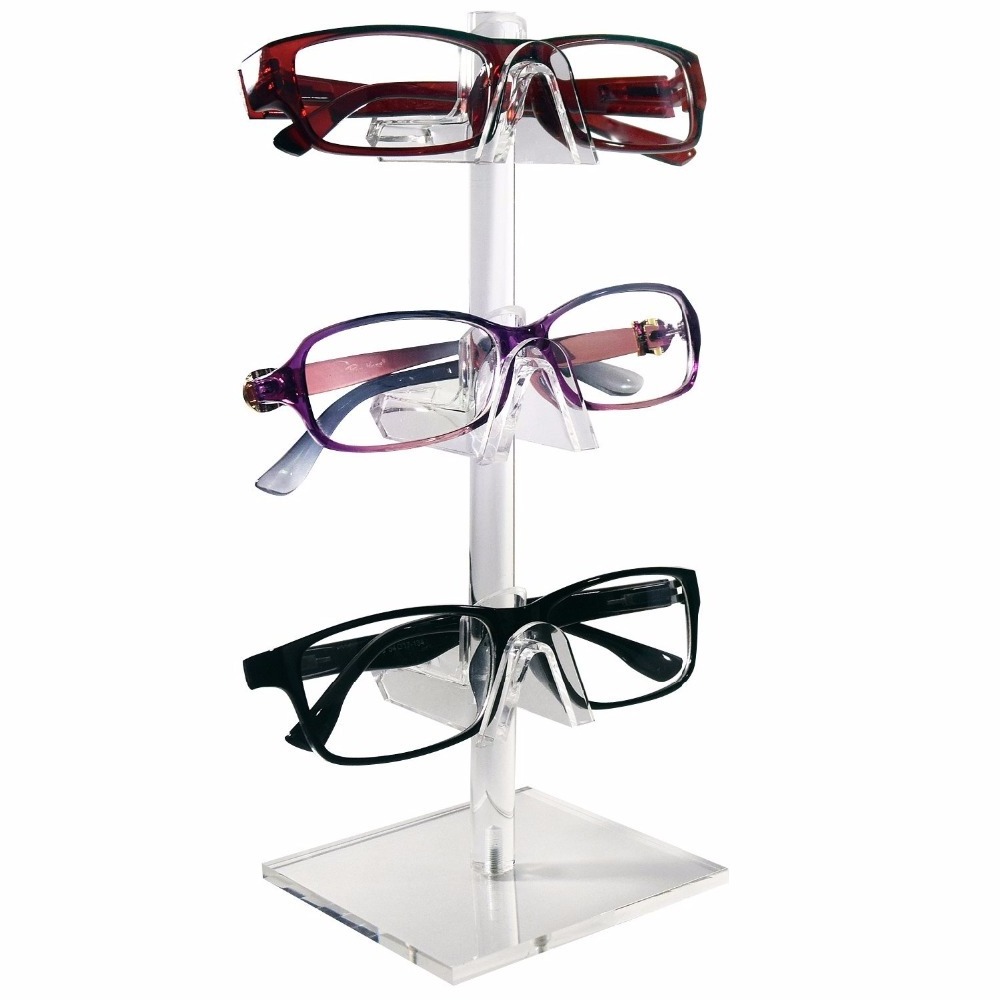 Countertop Acrylic Eyeglasses Holder Sunglass Stand Display Shelf 3 Frame Riser Frames Display Racks Stand for Sunglasses