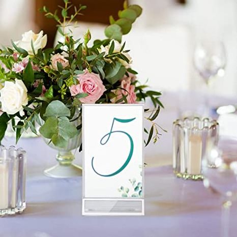 4x6 5x7 Clear Acrylic Sign Holder With Sliver Borders And Vertical Stand Double Sided Table Menu Holders Picture Frames