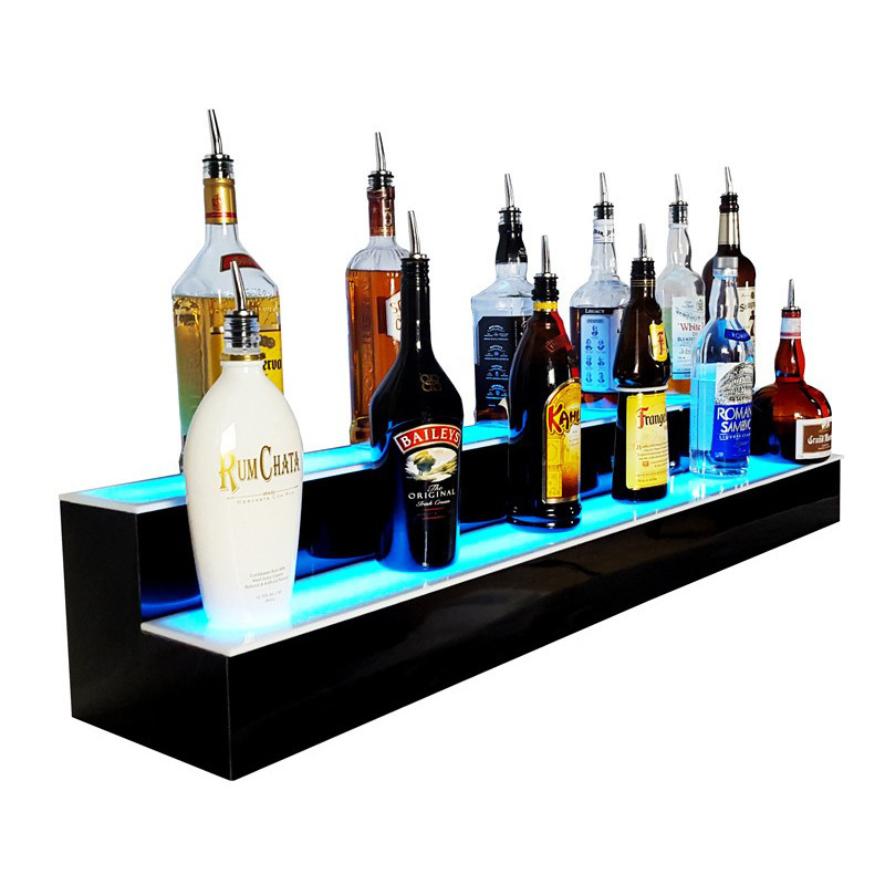 Acrylic Led Lighted Liquor Bottle Display Illuminated Stand Perfume Bottle Display Stand Shelf With Remote Control For Home Bar