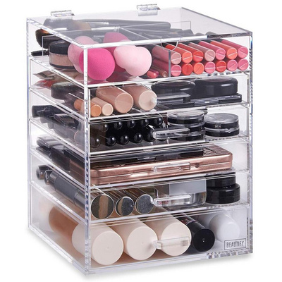 2022 Trends Manufacturer 6 Tier 5 Drawers Clear Cube Acrylic Cosmetic Makeup Drawer Organizer