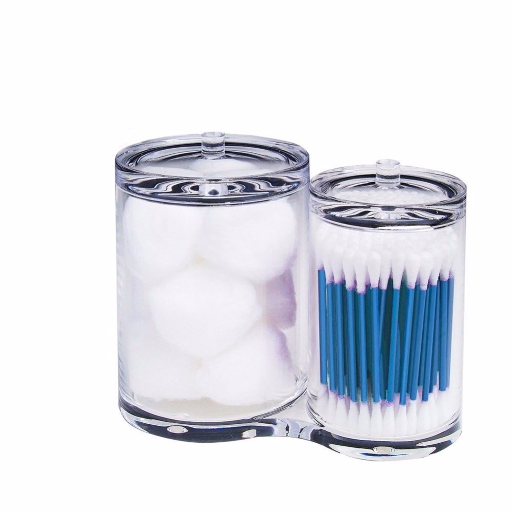 Round Acrylic Cotton Pads Swab Storage Organizer Case Cotton Ball Swabs Holder Container Q-tip Holder for Makeup