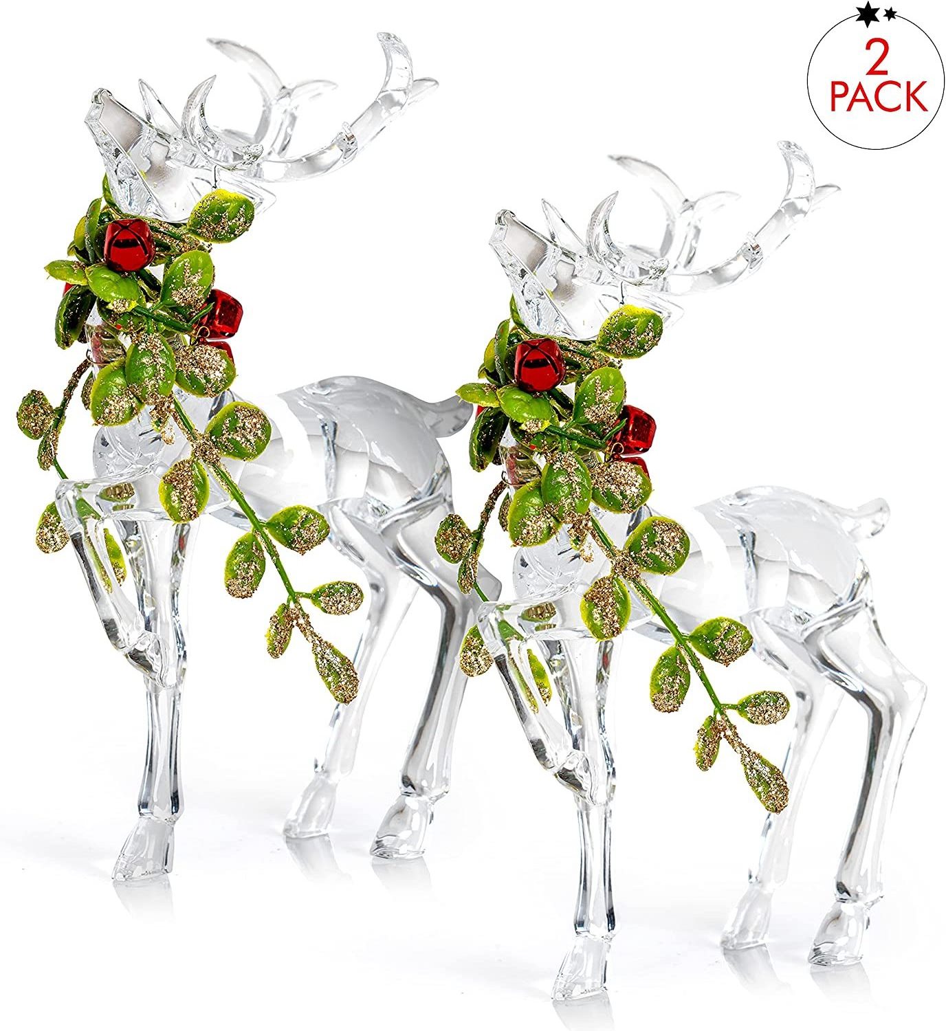 Portable Christmas Ornament Transparent Acrylic Christmas Figurine Reindeer Ornament