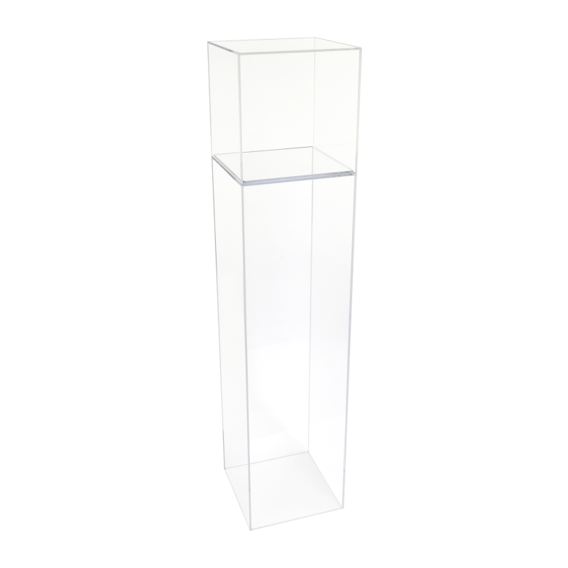 Custom Wholesale Art Sculpture Display Box Cube Clear Counter Plinth Stand Display Acrylic Pedestal Display Stand for Wedding