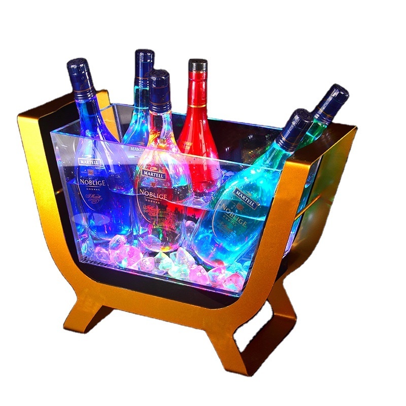 Boat Shaped 6/12 Bottles Champagne Size Bar Ice Barrel LED Luminous Beer Wine Bottle Holder Led Rechargeable Acrylic Ice Bucket