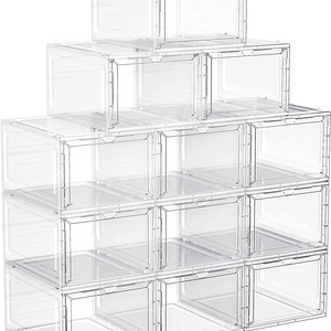 Easy Assembly Shoe Boxes Clear Shoe Organizers Set Of 12 Plastic Shoe Storage With Clear Door