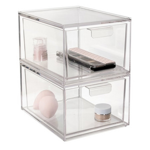 Stackable Makeup Organizer Storage Drawers Acrylic Bathroom Organizers Clear Plastic Storage Bins For Vanity