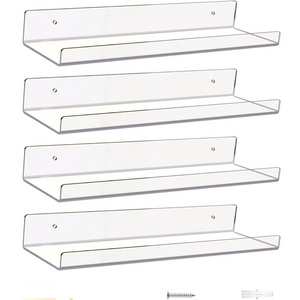 Set of 4 Spacious Clear Floating Shelves Versatile Sturdy Organizer Shelf Acrylic Wall Shelves for Decoration Display