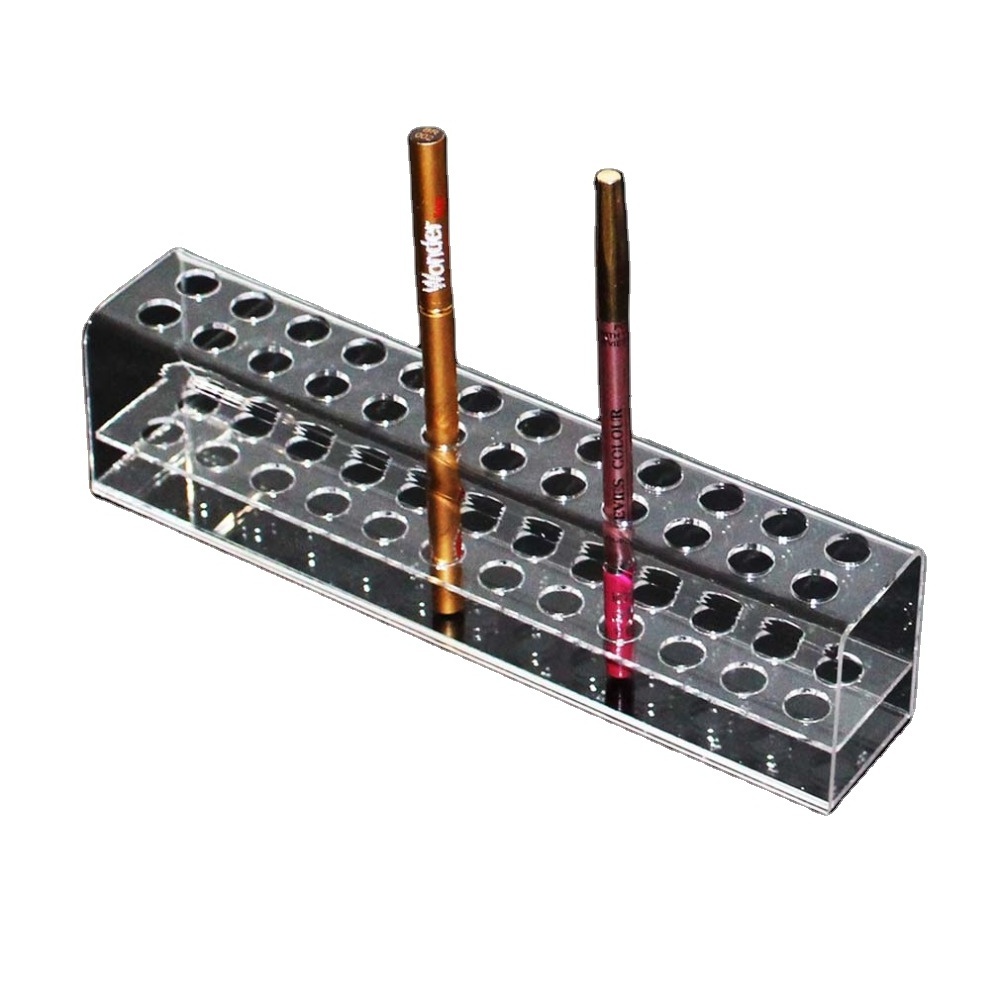 Custom Clear Acrylic Pen Stand Transparent Display for Lipstick Brush Holder Pencil Shelf Rack