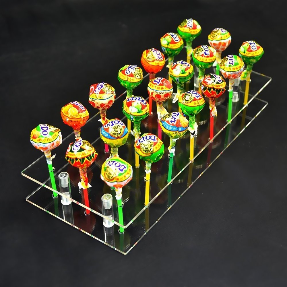 Wholesale Custom Clear Plastic Board Base Shelf Acrylic Cake Pop Display Stand Lollipop Stand Holder for Party Decoration