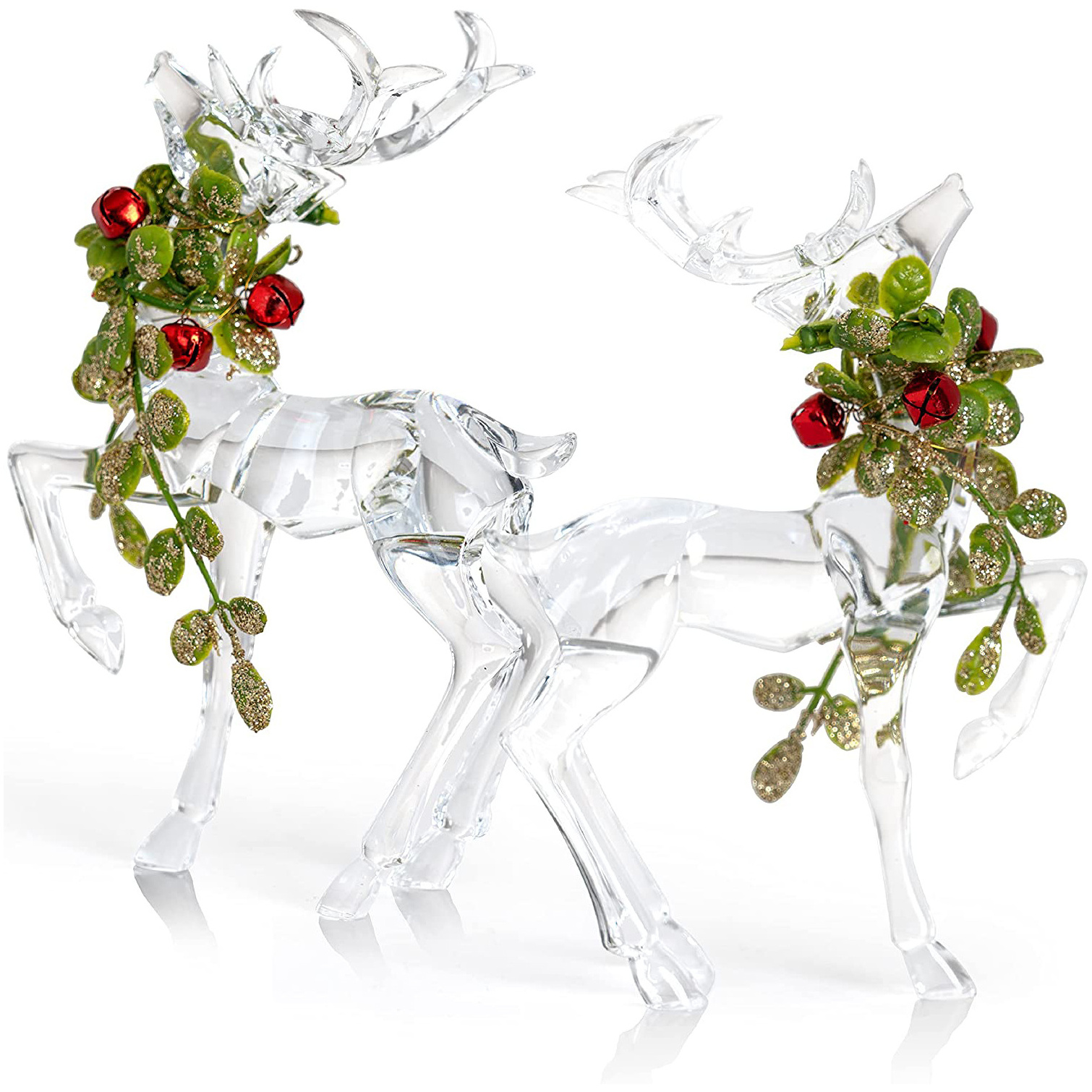 Portable Christmas Ornament Transparent Acrylic Christmas Figurine Reindeer Ornament