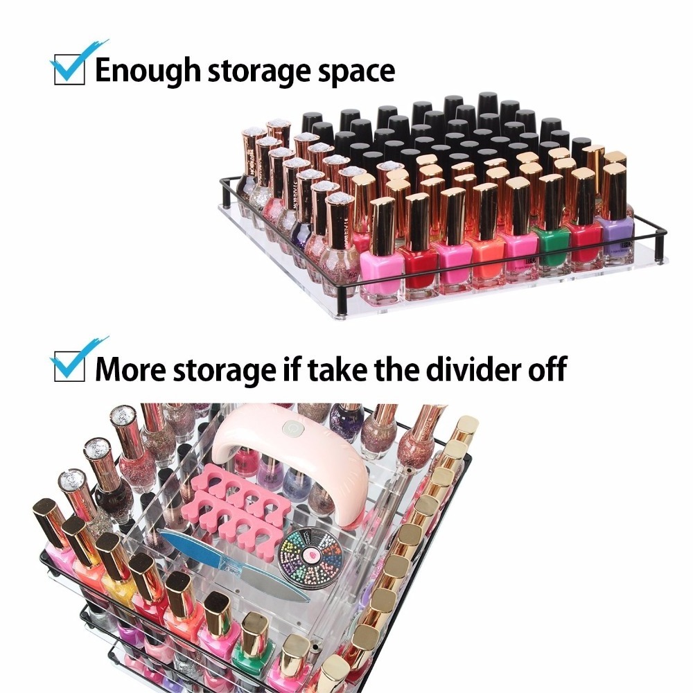 3 Tier 210 Nail Polish 360 Rotating Acrylic Organizer Stand Makeup Cosmetics Storage Box Carousel Shelf Display Rack