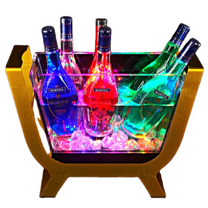 Boat Shaped 6/12 Bottles Champagne Size Bar Ice Barrel LED Luminous Beer Wine Bottle Holder Led Rechargeable Acrylic Ice Bucket