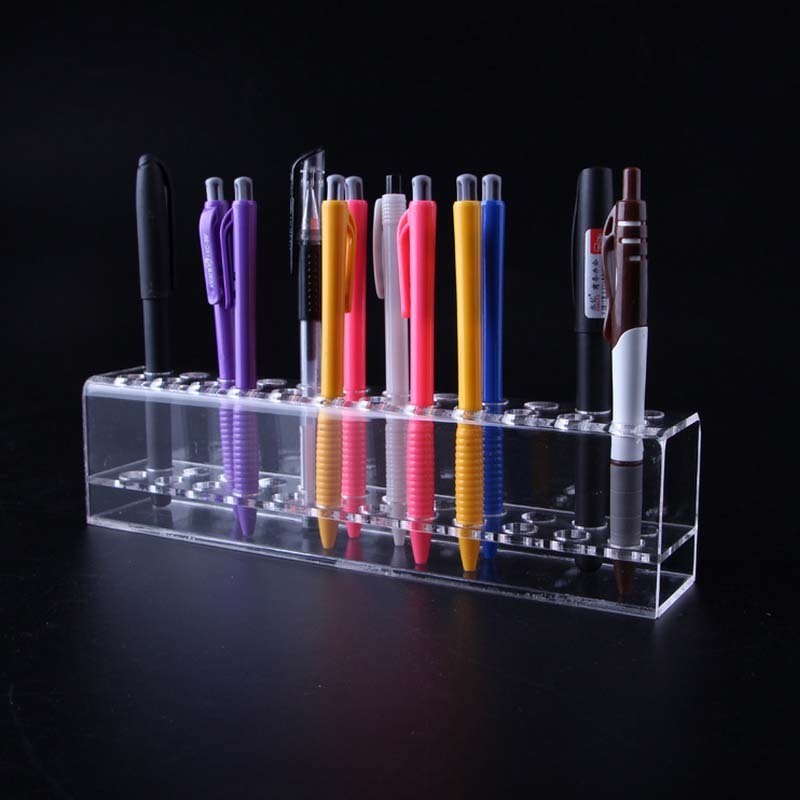 Custom Clear Acrylic Pen Stand Transparent Display for Lipstick Brush Holder Pencil Shelf Rack