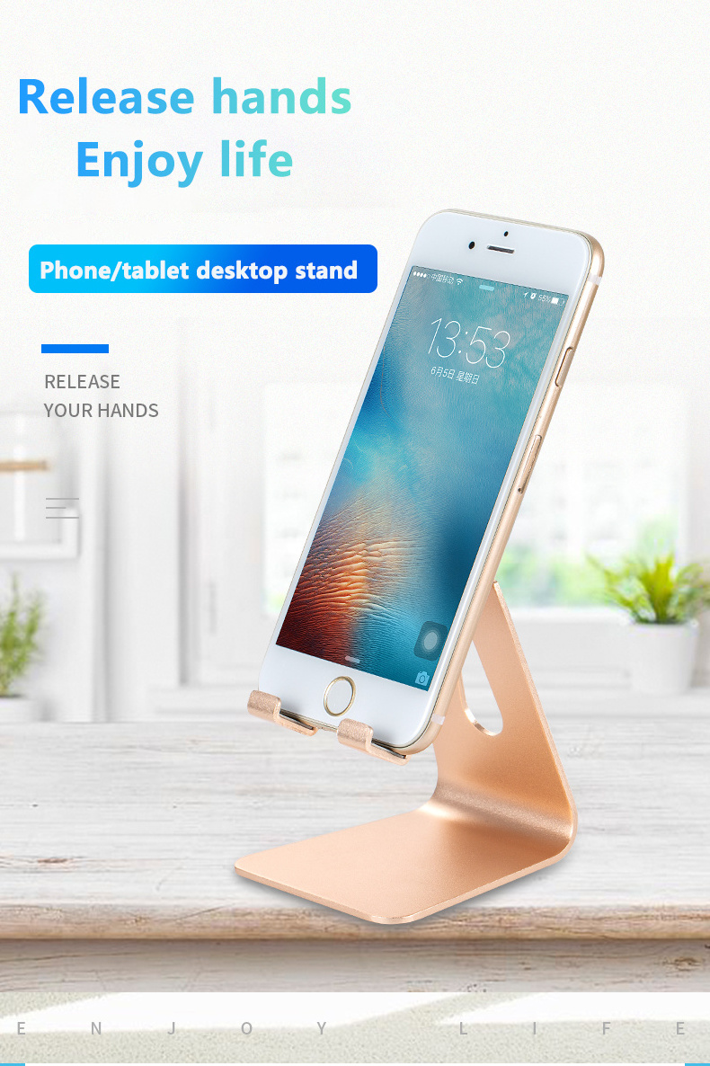 Cell Phone Stand for Angle Height Adjustable Desk Sturdy Aluminum Metal Phone Holder small  ordinary for  iPhone  Mobile Phone