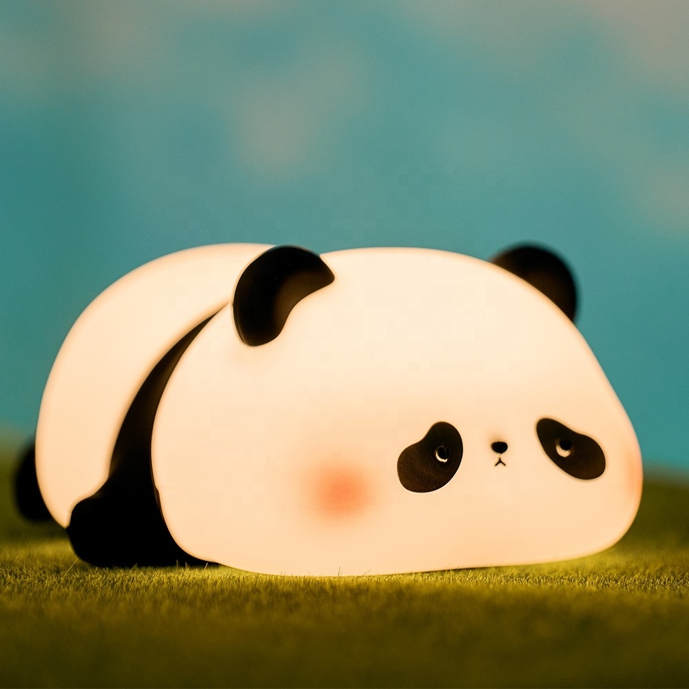 High quality Kawaii Panda LED Night Lamp Rechargeable Silicone Nightlight with Cartoon Design Cute Animal Night Light for Kids