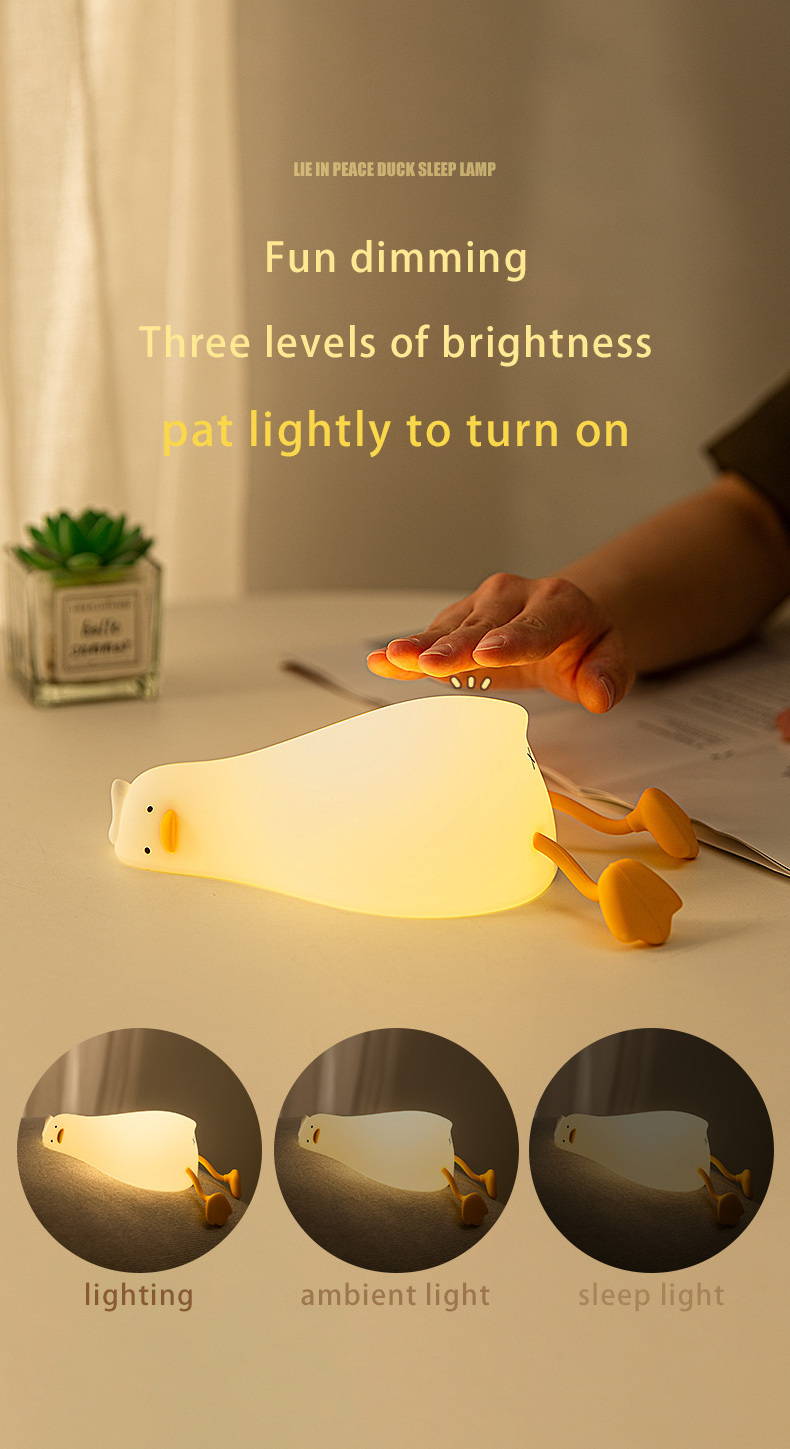 EGOGO Silicone Duck Light Rechargeable LED Mini Children Night Light Touch Control USB Bedroom Silicone Night Lights for Kids