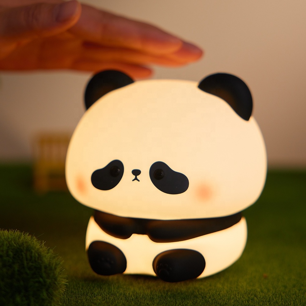 High quality Kawaii Panda LED Night Lamp Rechargeable Silicone Nightlight with Cartoon Design Cute Animal Night Light for Kids