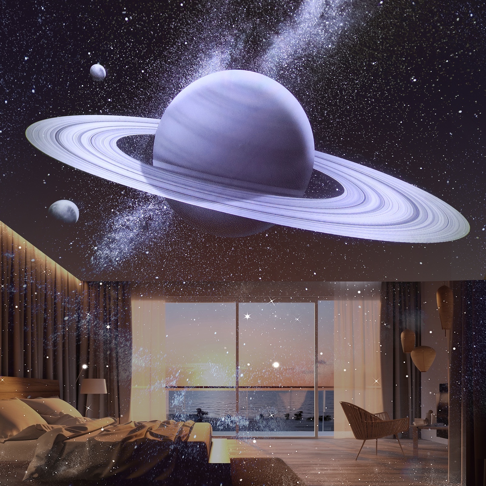 New HD Star Projector Saturn Earth Stars projection moon lamp Music Speaker Projection Lights For Bed Light Starry Night Lamp